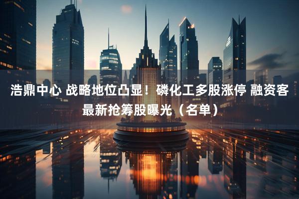 浩鼎中心 战略地位凸显！磷化工多股涨停 融资客最新抢筹股曝光（名单）